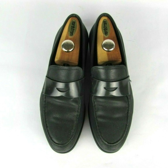 GIORGIO ARMANI Black Leather Penny Loafers 8.5